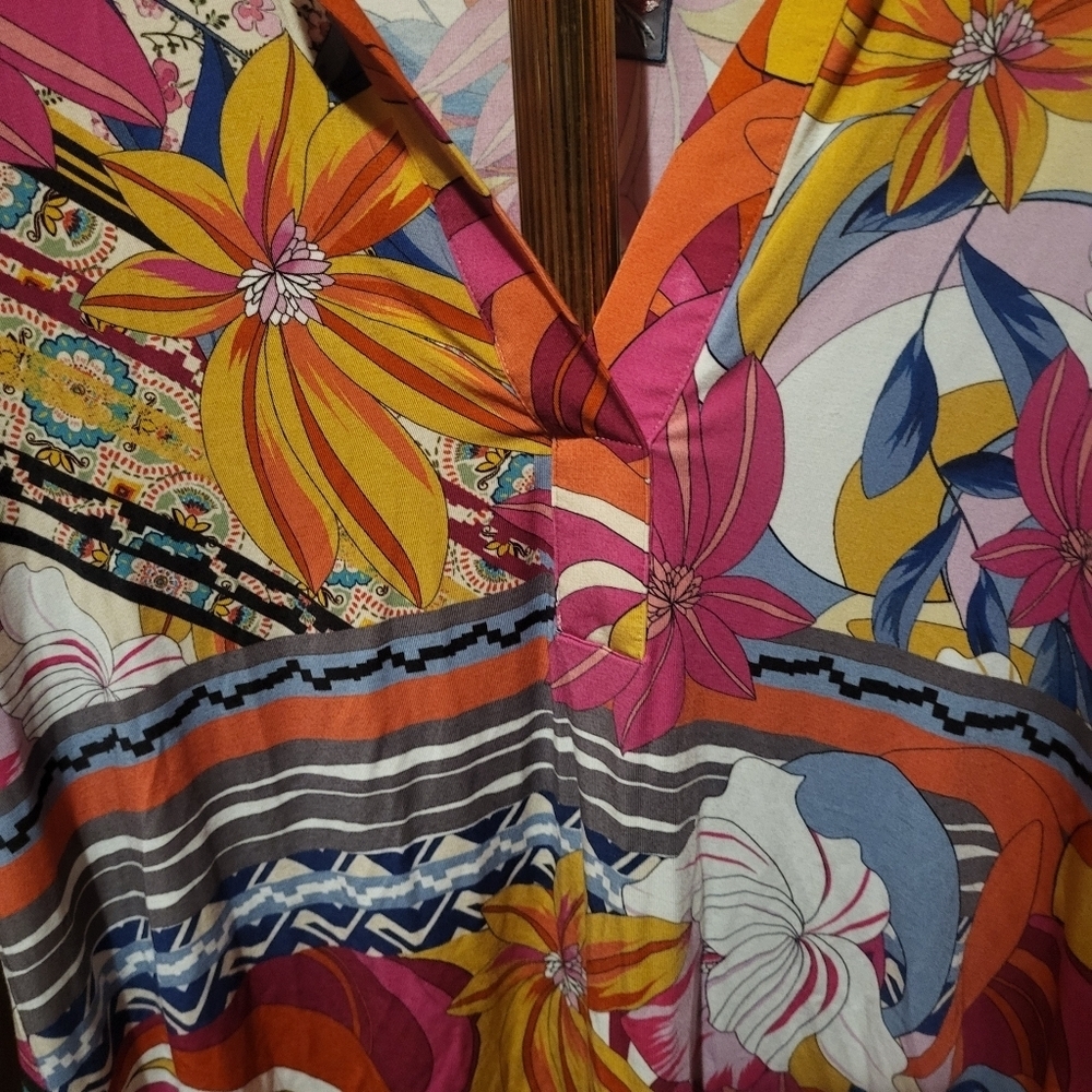 Johnny Was Rachel May Short Sleeve Swing Colorful Floral Polo Size Large New! - Picture 7 of 7